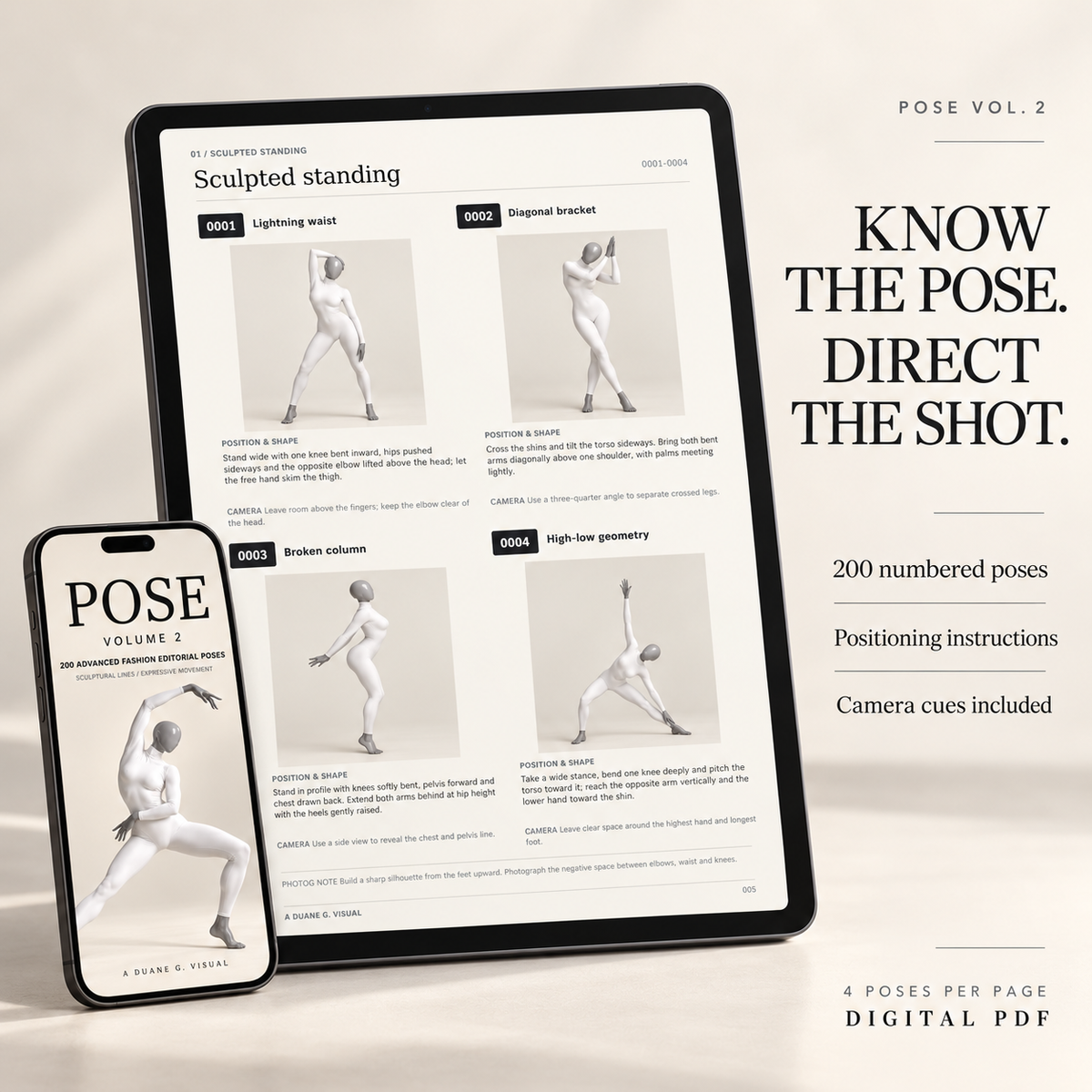 POSE Vol. 2 — 200 Advanced Fashion Editorial Poses | Digital PDF